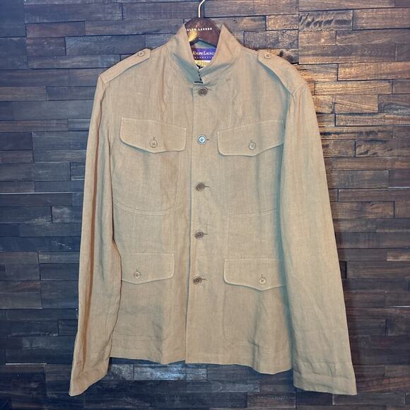 Vintage Ralph Lauren Purple Label Field Jacket 1994 Runway Linen 12 Safari Army - Picture 2 of 12